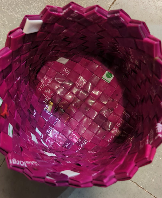 Medium Basketry Deco planter with magenta color (BDSM1223-010)