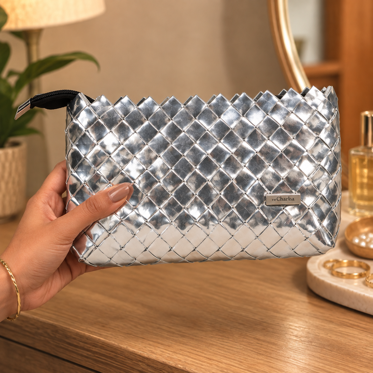Upcycled Origami Silver Clutch (OSC0526-001) (Pack of 10)