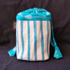 White and Blue with Blue Ikat Potli Bag (P0124-105) MS_W