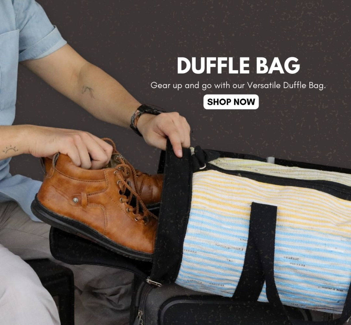 Upcycled Handcrafted Gym Duffle Weekender Bag (GDB0926-001)