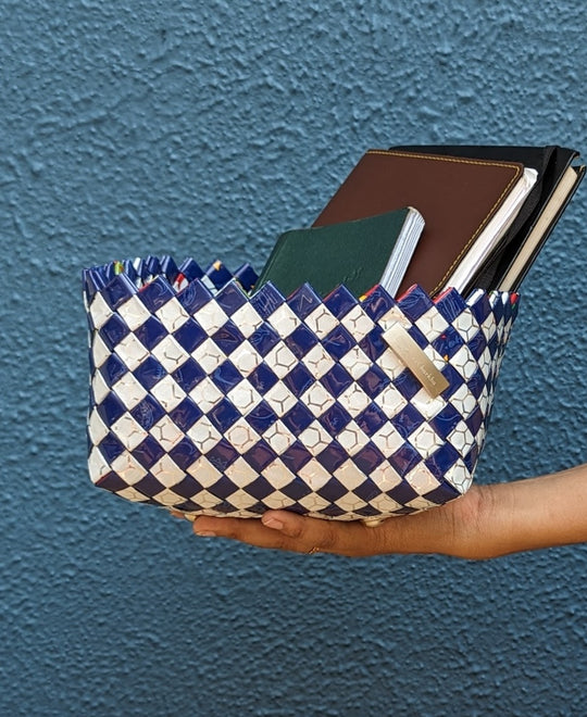 (BDO0224-100) Milk Powder Upcycled Origami Basketry Deco Organizer