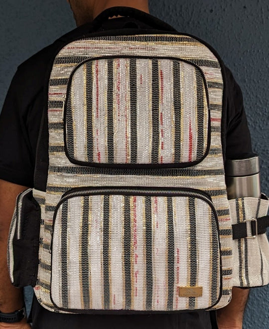 (CBP0324-118) Upcycled Handwoven Commuter Backpack