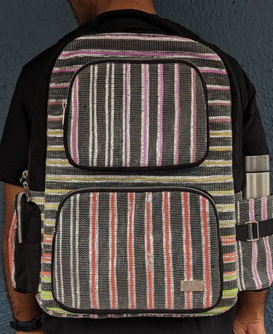 (CBP0324-119) Upcycled Handwoven Commuter Backpack