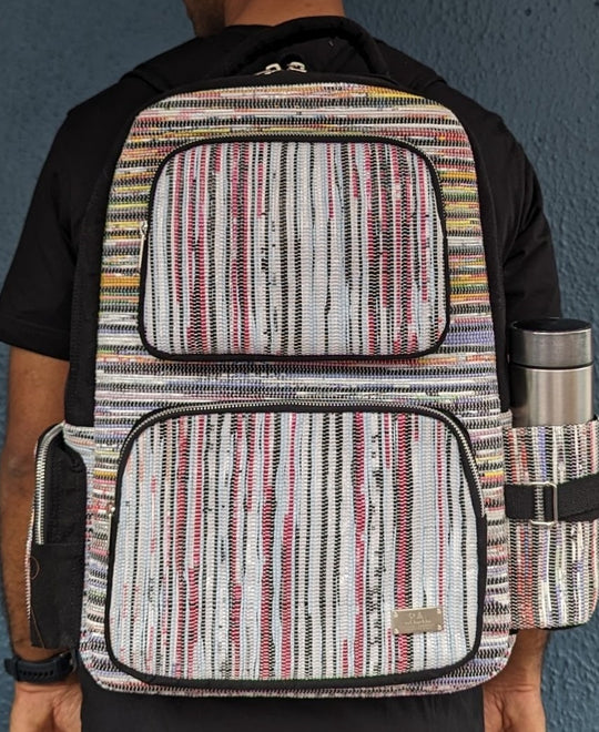 (CBP0324-123) Upcycled Handwoven Commuter Backpack