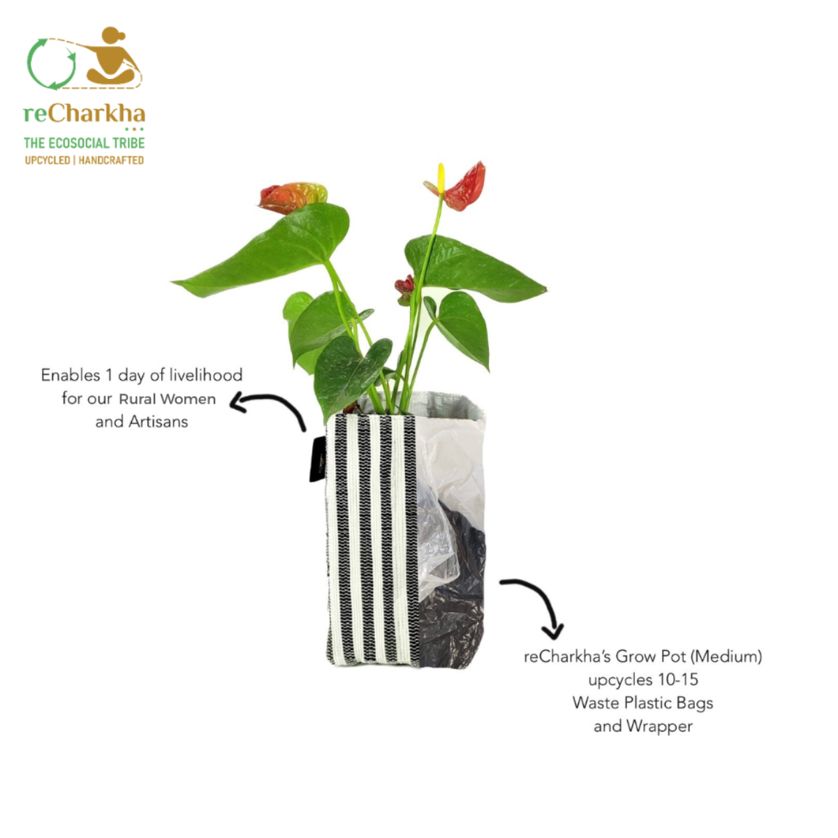 Upcycled Handcrafted Grow Pot Medium (GPM0626-001) PS_W