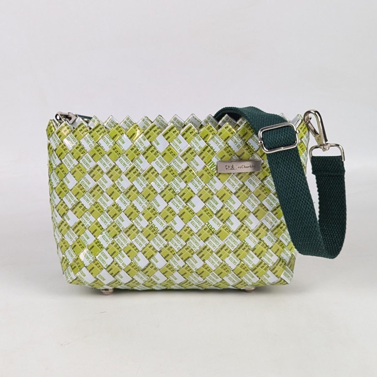 Green White Designer Origami Handcrafted Basketry Sling (NBB1124-017) PS_W