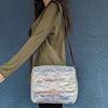 Multicolored Shimmery Waste Plastic Wrappers Upcycled Handwoven Messenger Bag (MB0424-003)