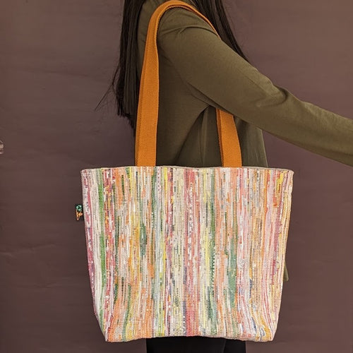 Multicolored Upcycled Handwoven Shopper Tote (ST0524-002)