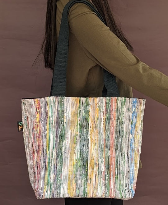 Multicolored Upcycled Handwoven Shopper Tote (ST0524-004) PS_W