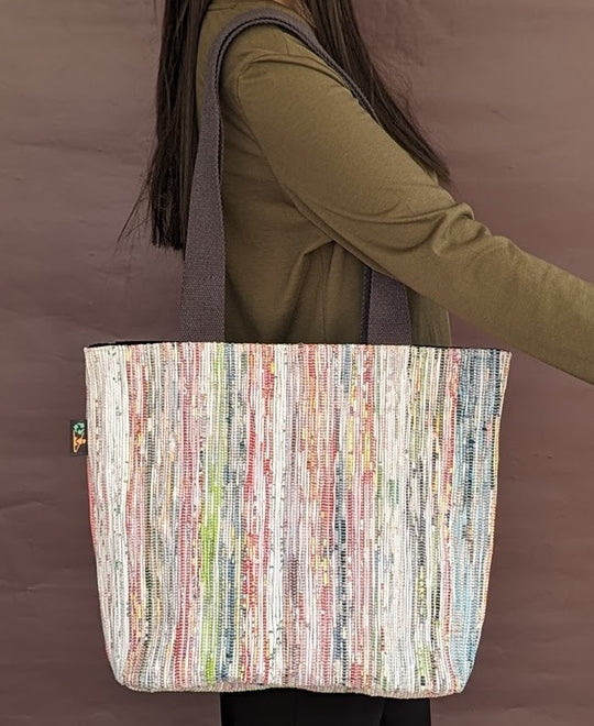 Multicolored Upcycled Handwoven Shopper Tote (ST0524-006) PS_W