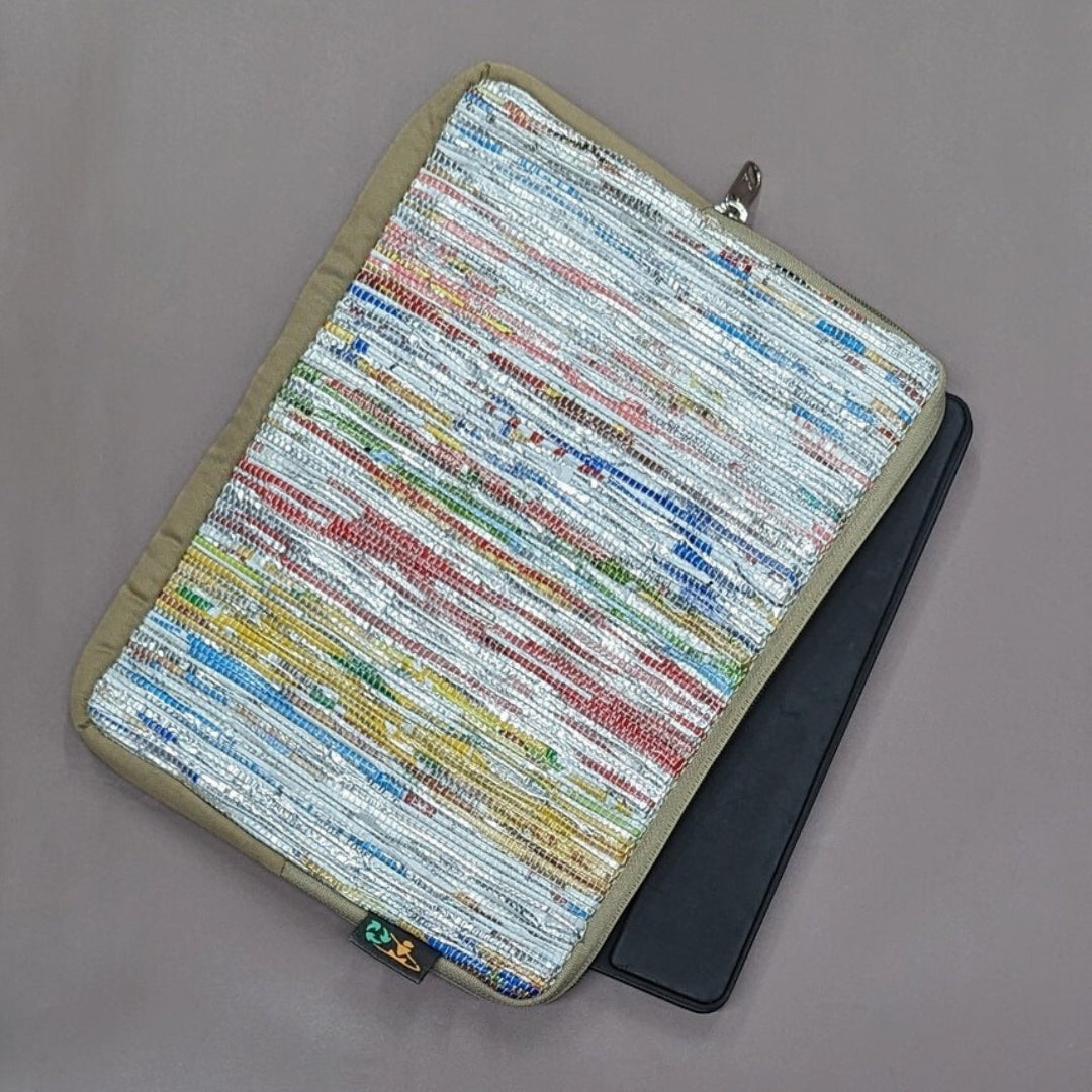 Multicolored Shimmery Upcyled Handwoven Tablet Sleeve (TS0624-004) PS_W