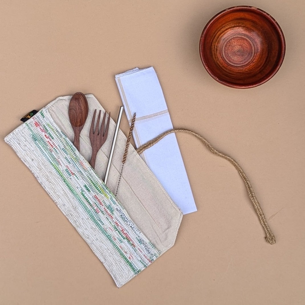 Multicolored Upcycled Handwoven Cutlery Kit (CK1224-013) PS_W