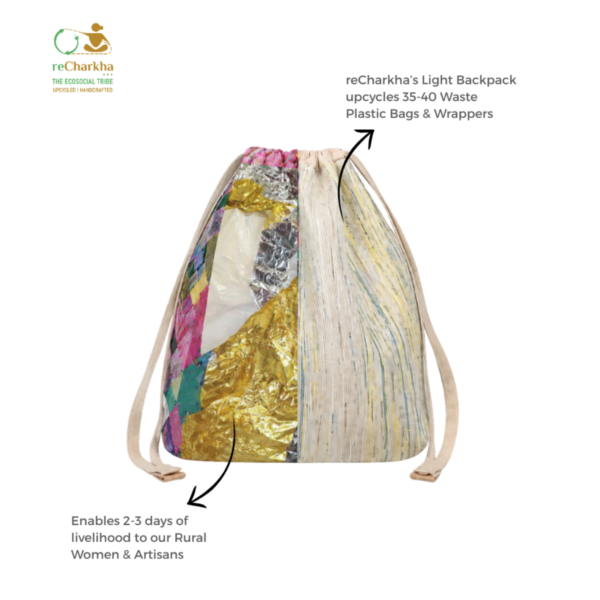Upcycled Handcrafted Light Backpack (NLBP0826-002)