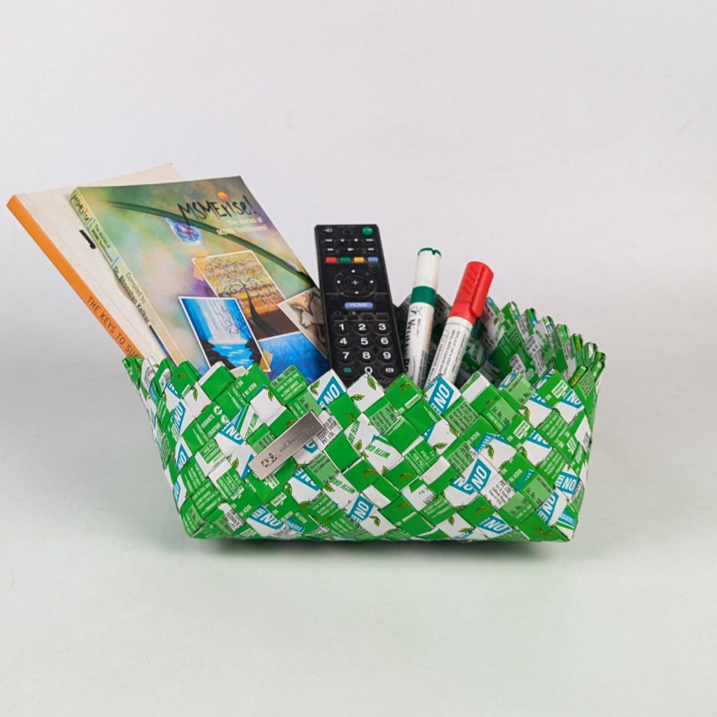 Upcycled Handcrafted Origami Basketry Deco Organizer (BDO0325-002) PS_W