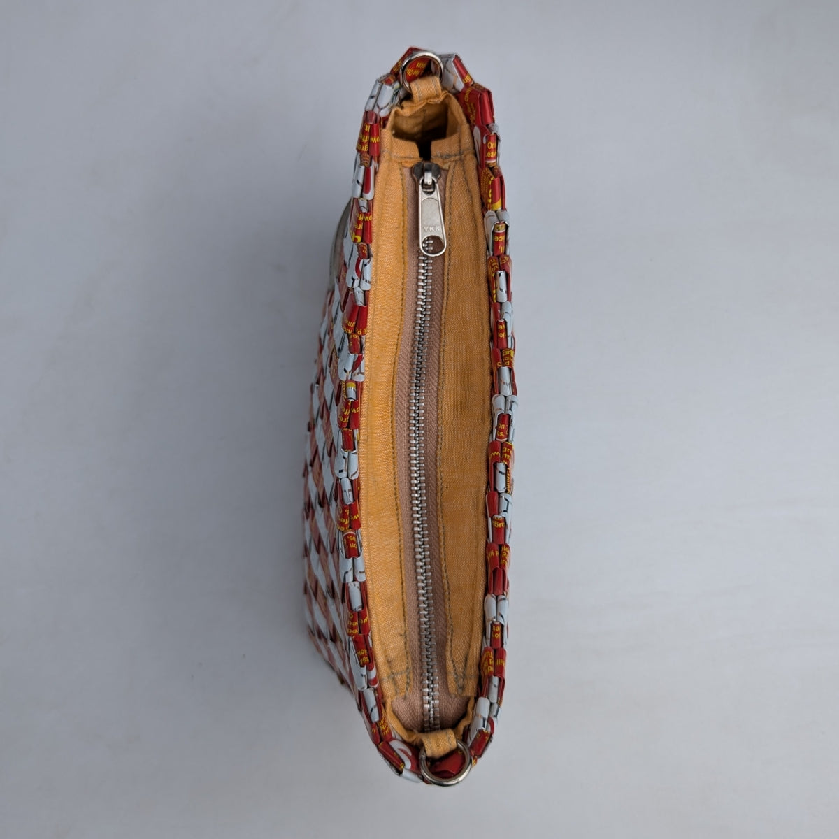 Red White Upcycled Origami Handcrafted Basketry Sling (NBB0824-008) PS_W