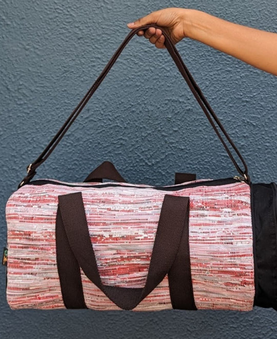 Upcycled Handwoven Gym Duffle Weekender Bag (GDB0424-005)
