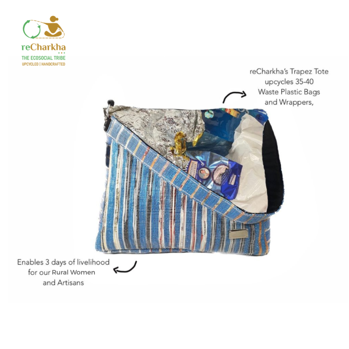 Upcycled Handcrafted Designer Trapeze Tote (TTD0626-001) PS_W