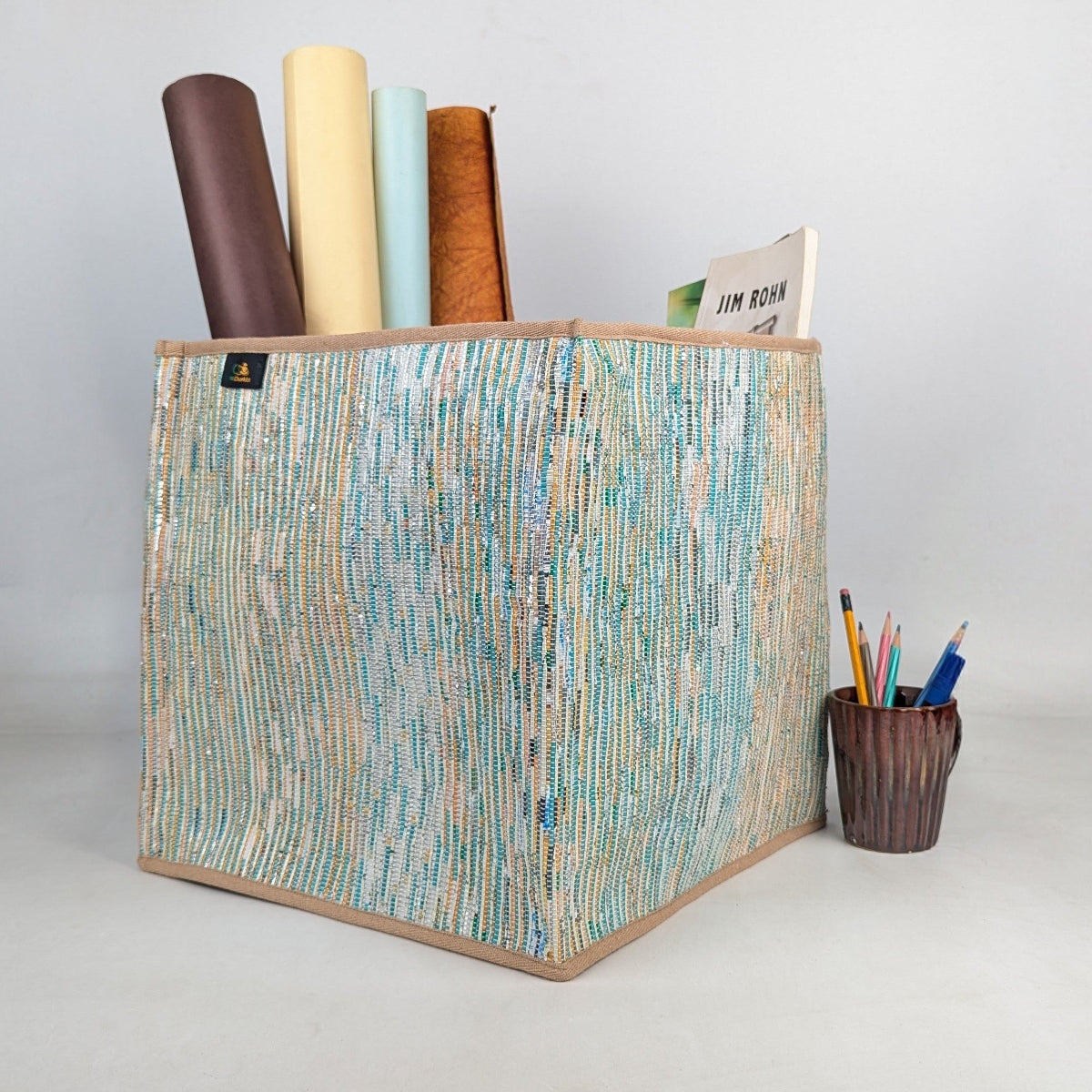Upcycled Handcrafted Collapsible Storage Basket Big (CSBB0526-006) PS_W