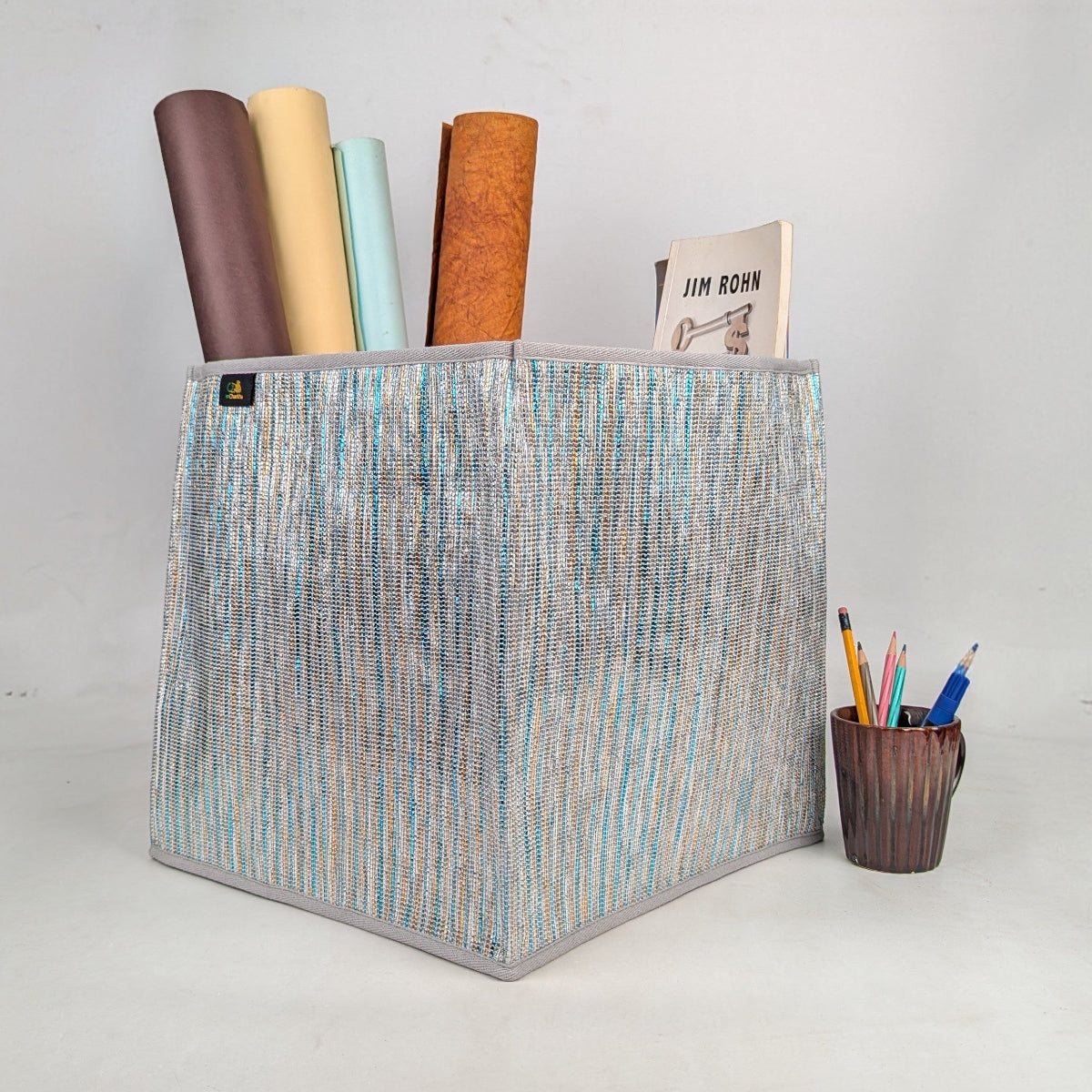 Upcycled Handcrafted Collapsible Storage Basket Big (CSBB0526-011) PS_W