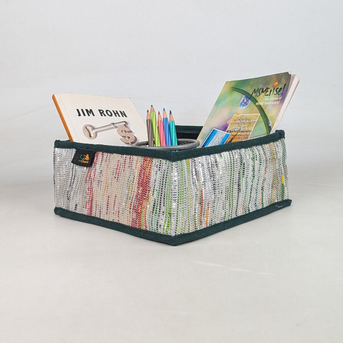 Upcycled Handcrafted Collapsible Storage Basket Small (CSBS0726-001)