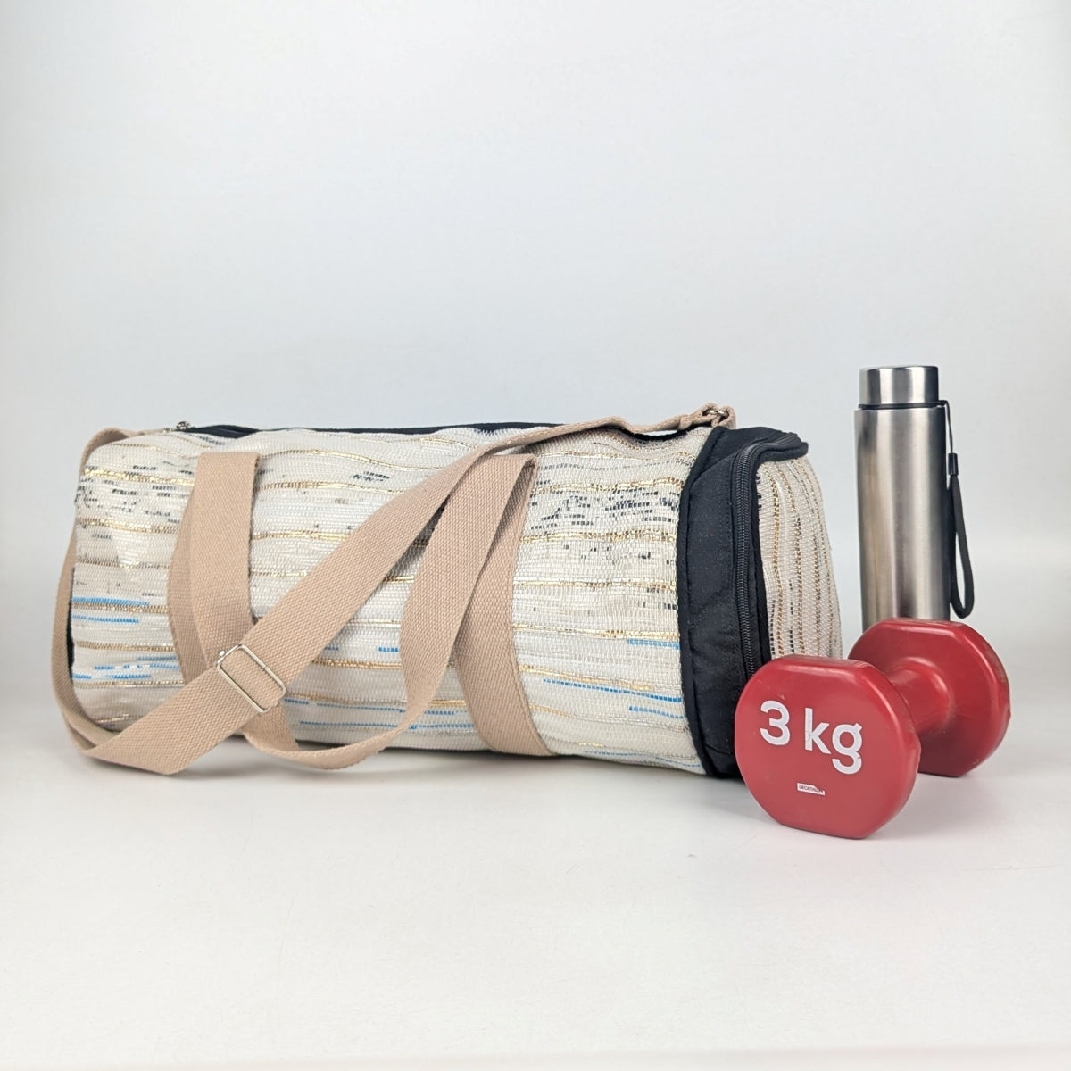 Upcycled Handcrafted Gym Duffle Weekender Bag (GDB0825-005)