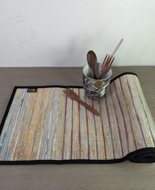 Shimmery Gold with Multi Colour Pin Stipes  Table runner (TR1223-102)