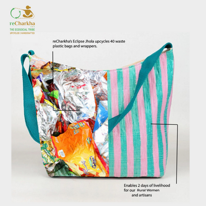 Upcycled Handcrafted Designer Eclipse Jhola Tote (EJD0626-002) PS_W