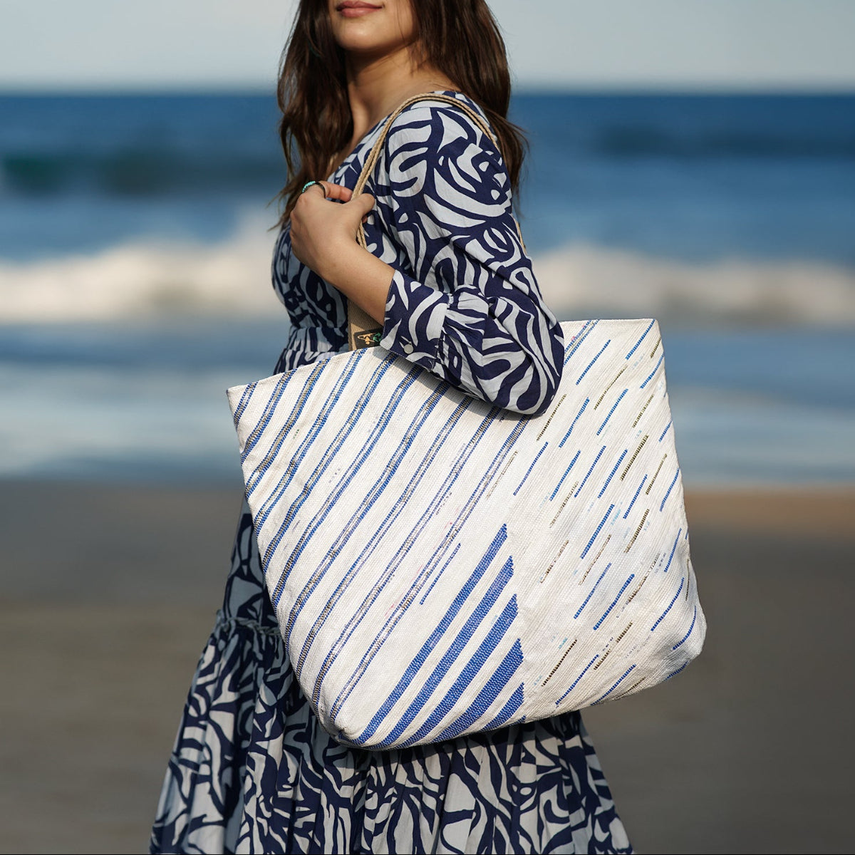 Upcycled Handcrafted Designer Beach Bag (BBD0825-001) PS_W