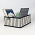Black White Striped Upcycled Handwoven Collapsible Storage Basket Small (CSBS0125-005) PS_W