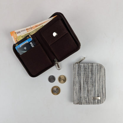 Black and White Mix  Upcycled Handwoven D Wallet (DW0225-010) PS_W
