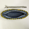 Blue And Yellow Waste Plastic Wrappers Upcycled Origami Handcrafted Basketry Clutch Sling (NBB0424-001)