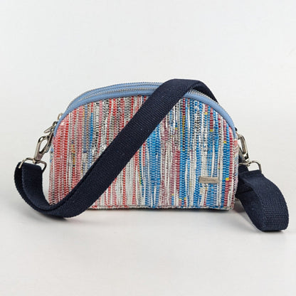 Blue Red Shimmery Upcycled Handwoven Designer Taco Sling (TSL0225-007) PS_W
