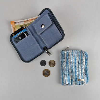 Blue SIlver Mix Upcycled Handwoven D Wallet (DW0225-020) PS_W
