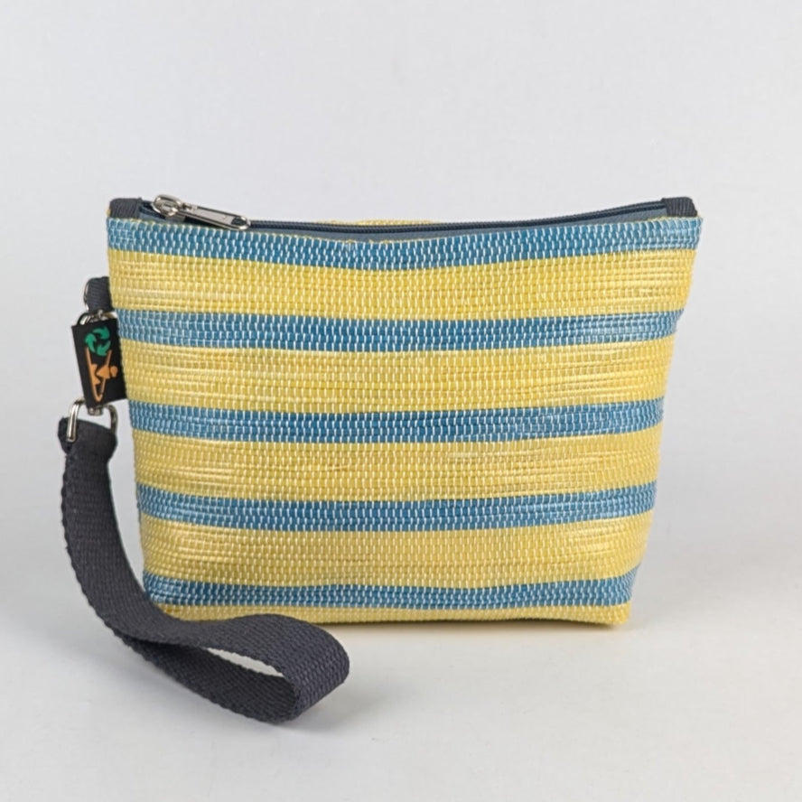 Blue &amp; Yellow Stripes Upcycled Handwoven Wrist It (WI0225-020) PS_W