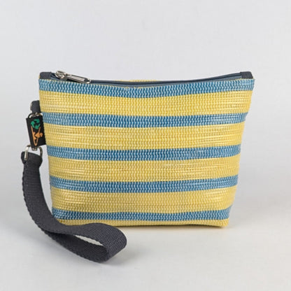 Blue &amp; Yellow Stripes Upcycled Handwoven Wrist It (WI0225-020) PS_W