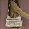 Brown Golden Waste Plastic Wrappers Upcycled Handwoven Baguette Bag (BTB0424-007) PS_W