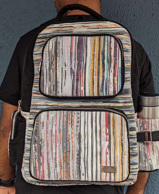 (CBP0324-121) Upcycled Handwoven Commuter Backpack