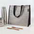 Cassette Tape Brown White Striped Upcycled Handwoven Lunch Bag (LB0225-006) PS_W