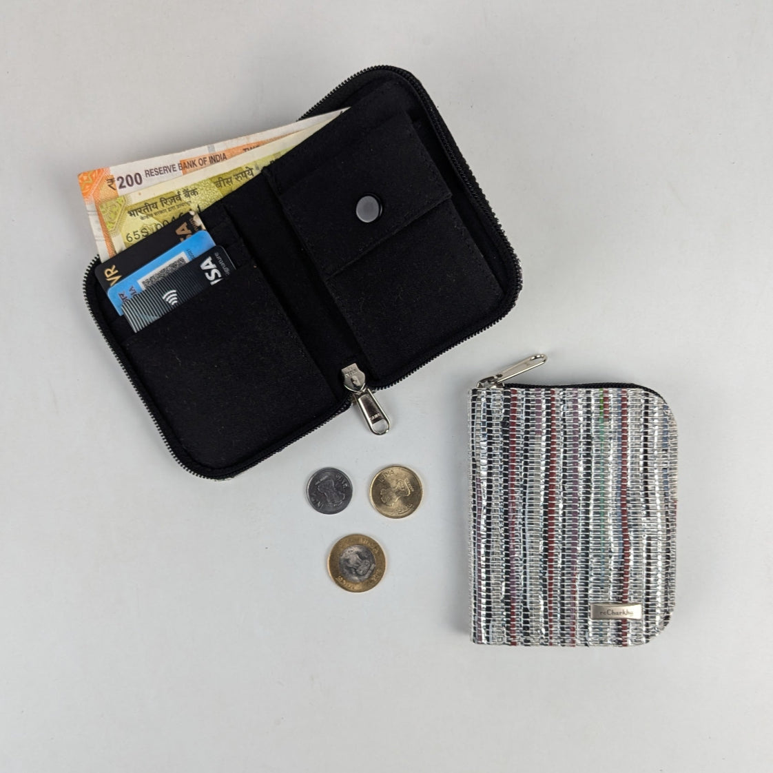 Cassette Tape Upcycled Handwoven D Wallet (DW0225-006) PS_W