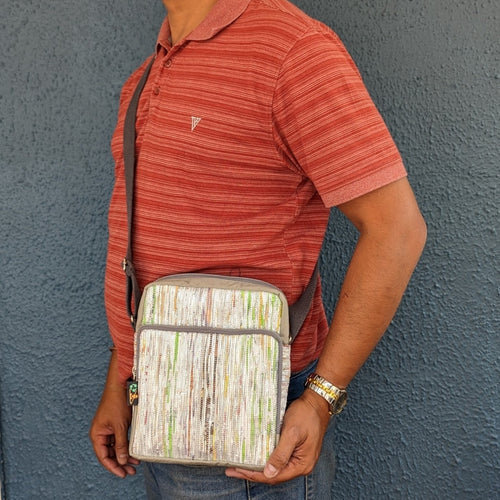 Cross Body Sling (CBS0324-109) Multicolored Glittery Waste Plastic Wrappers Upcycled Handwoven