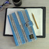 (EDC0224-100) Blue and Black White Stripes Upcycled Handwoven Executive Diary Cover
