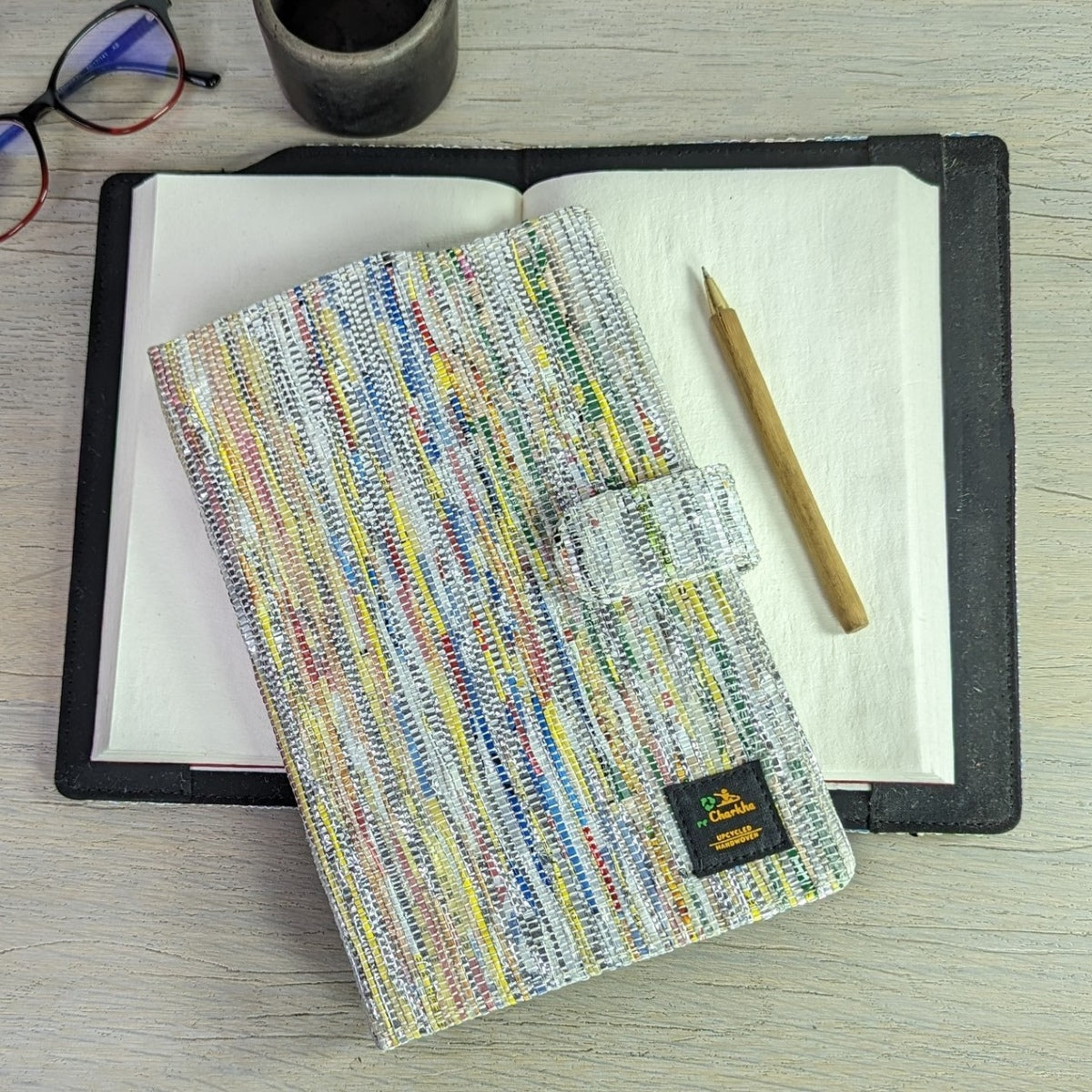 (EDC0224-101) Multicolor Upcycled Handwoven Executive Diary Cover