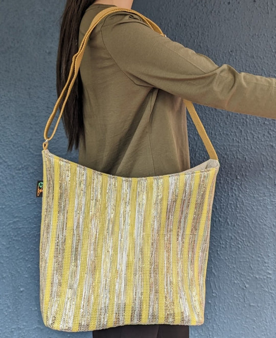 (EJ0324-101) Upcycled Handwoven Eclipse Jhola Tote