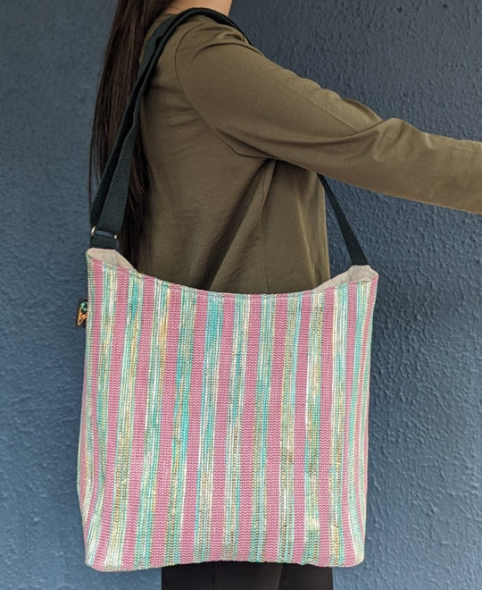 (EJ0324-103) Upcycled Handwoven Eclipse Jhola Tote