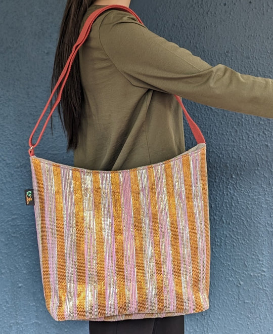 (EJ0324-105) Upcycled Handwoven Eclipse Jhola Tote