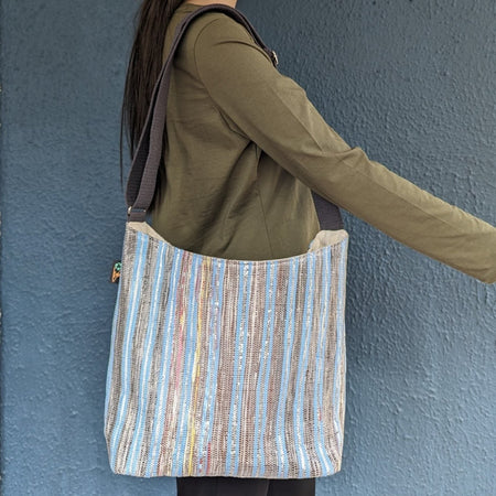(EJ0324-109) MS_W Upcycled Handwoven Eclipse Jhola Tote