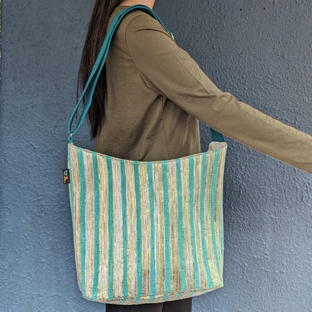 (EJ0324-110) MS_W Upcycled Handwoven Eclipse Jhola Tote