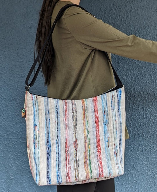 (EJ0324-112) Upcycled Handwoven Eclipse Jhola Tote