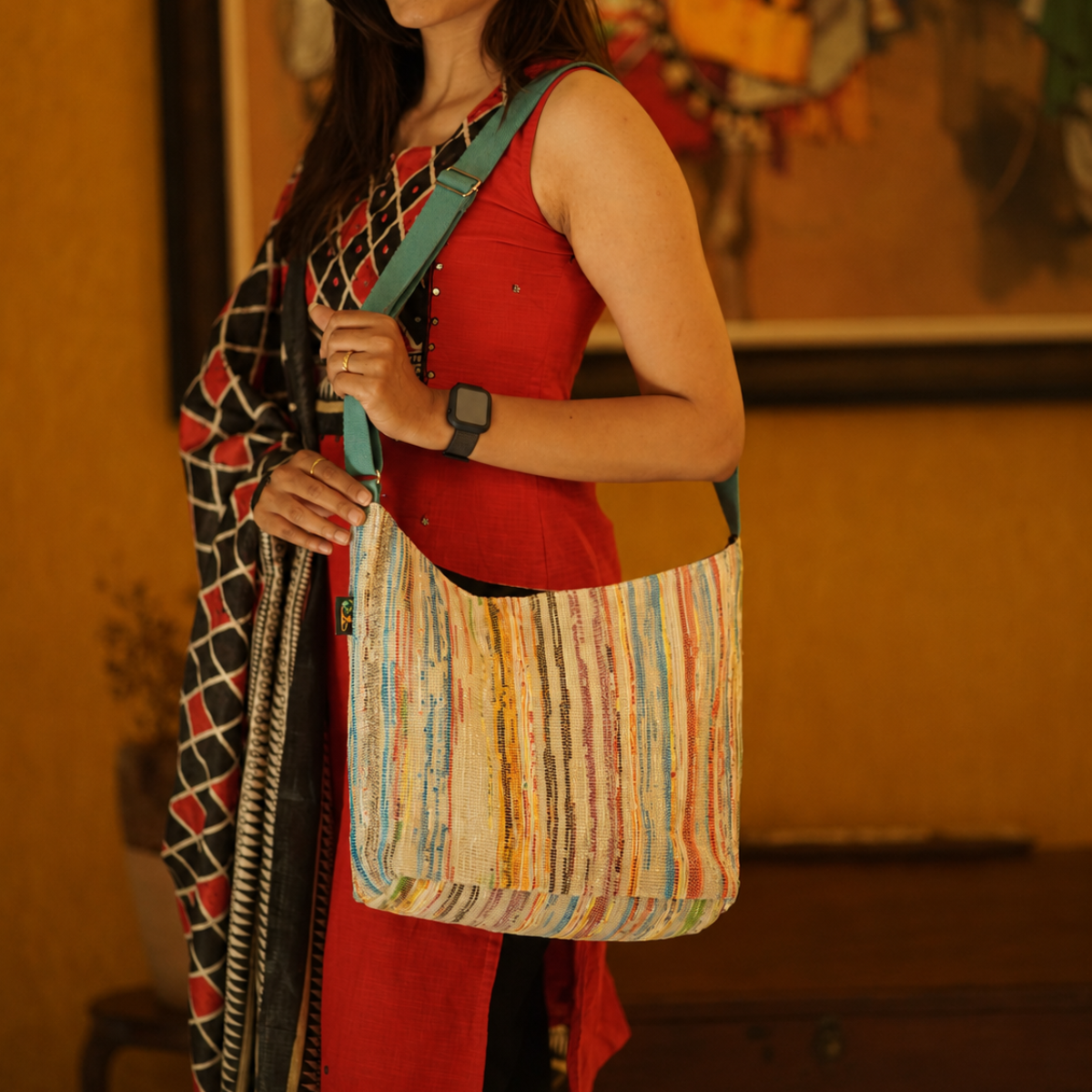 Exclusive Upcycled Handcrafted Eclipse Jhola Tote (EJ0626-017)