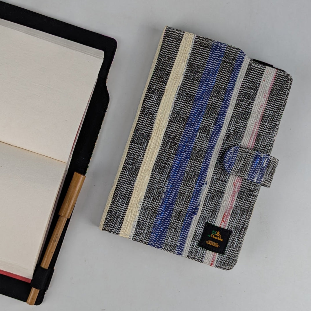 Cassett tape stripes Upcycled Handcrafted Executive Diary Cover (EDC0325-008) PS_W